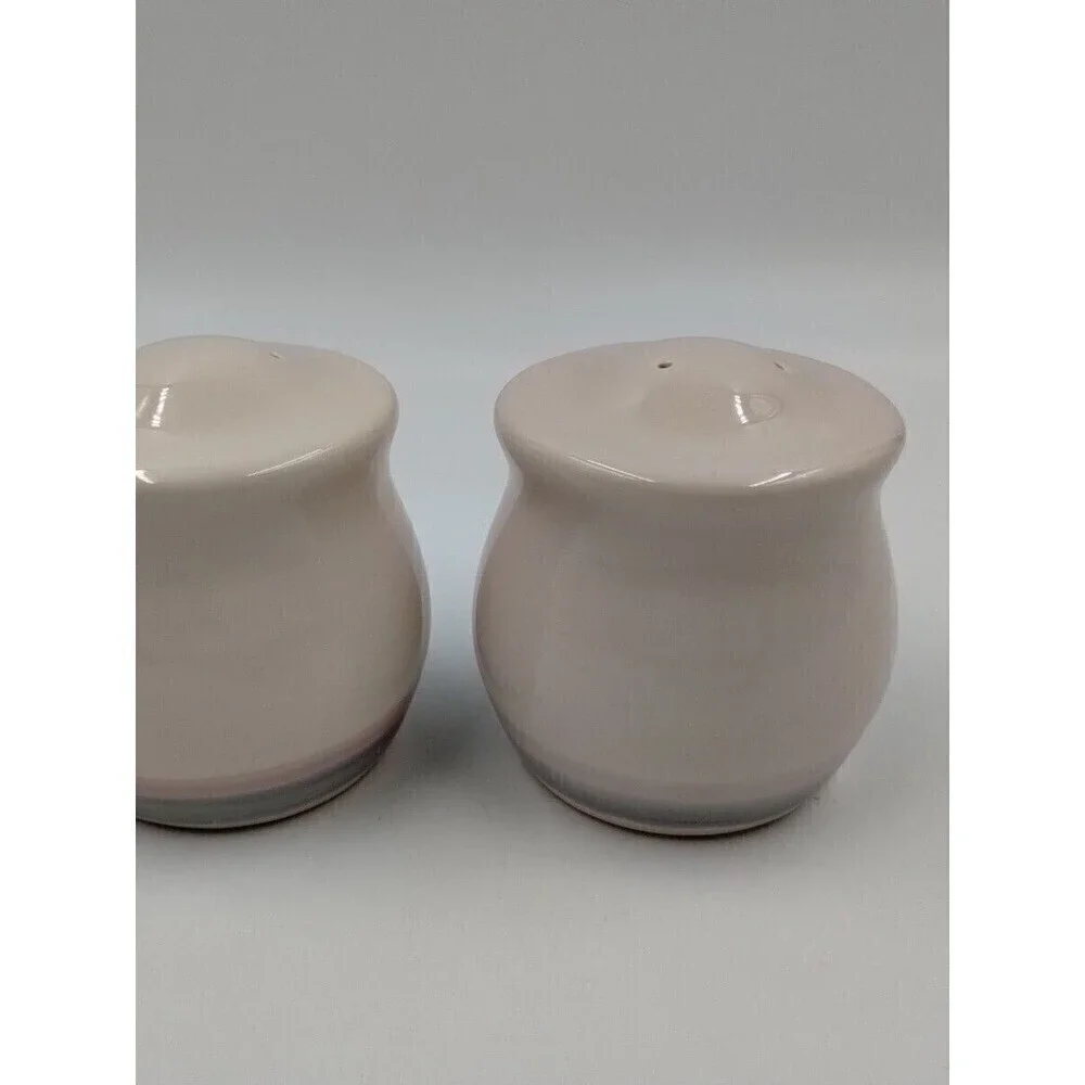 Pfalzgraff Sunrise Pink  Blue Ivory Colored Salt and Pepper Shakers w/Stoppers